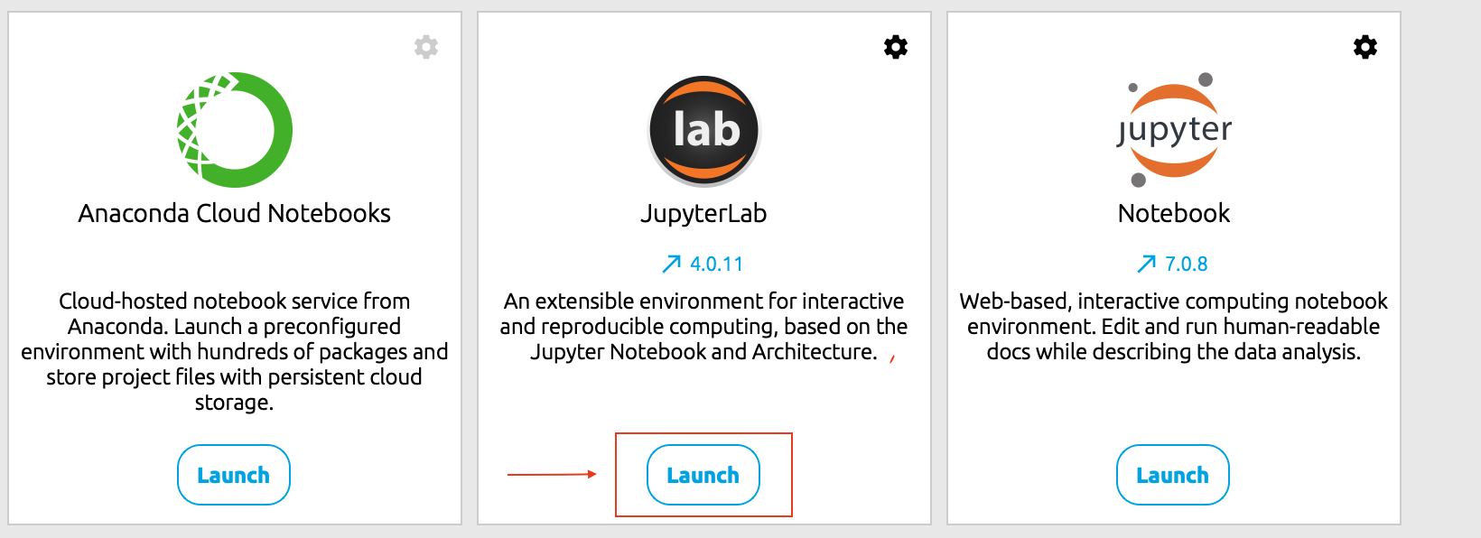 JupyterLab launch button