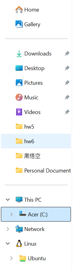 C: disk option in File Explorer
