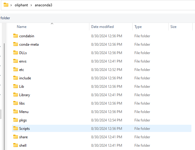 Scripts folder inside ananconda3 folder