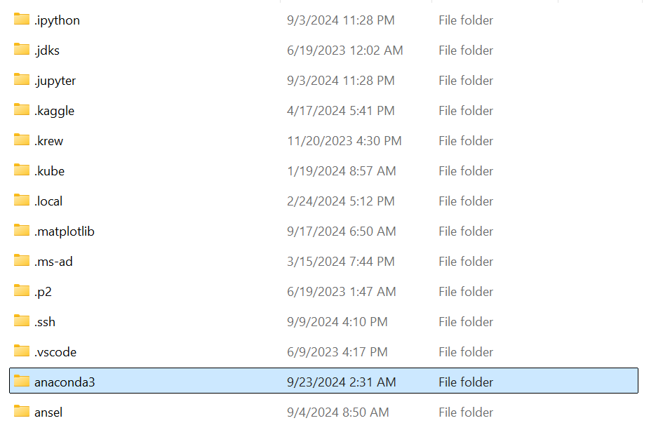 inside user folder